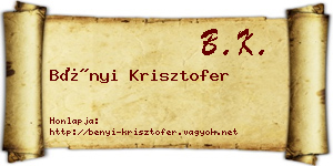 Bényi Krisztofer névjegykártya