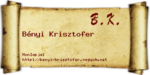 Bényi Krisztofer névjegykártya
